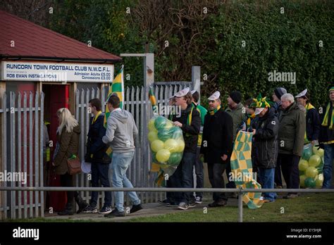 Runcorn Linnets football fans before a game with Runcorn Town in ...