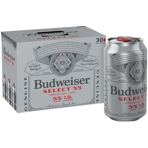 Budweiser Select 55 Light Beer, 30 Pack Beer, 12 FL OZ Cans - Walmart.com