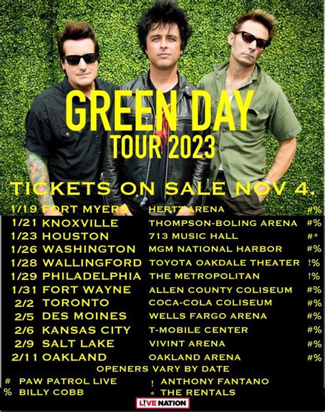 BREAKING NEWS: Green Day announces 12 date tour in 2023 with the following support acts. : r ...