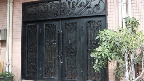 Wrought Iron Exterior Security Double Steel Door Outside Simple Design High Quality Cheap Iron ...