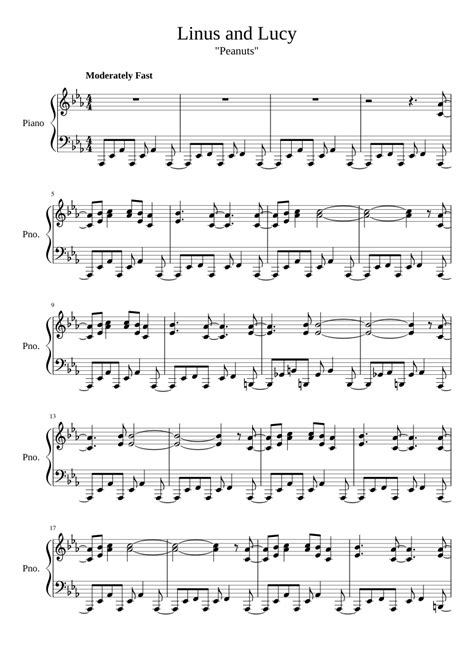 Print and download Linus and Lucy for Piano and Keyboard. Made by ...