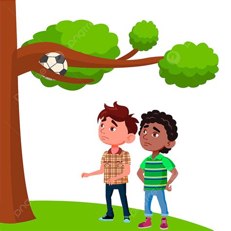 Tree Branch Illustration Vector PNG Images, Frustrated Kids Look At The ...