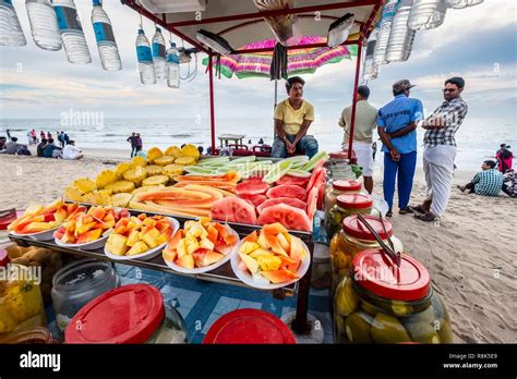 India, state of Kerala, Kozhikode or Calicut, Kozhikode Beach with a ...