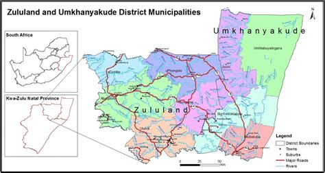 Map Of Umkhanyakude And Zululand Districts Kwazulu Natal Province ...