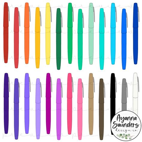 Flair Style Clipart Pens Hand Drawn Illustration Doodle Teacher School Clipart - Etsy