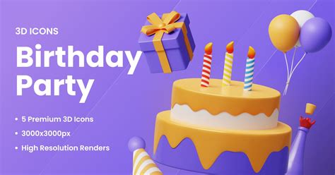 3D Birthday Party Theme Design, Graphics - Envato Elements