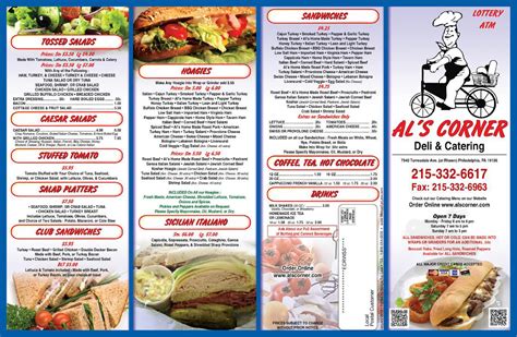 Al's Corner Deli and Catering Services menus in Philadelphia ...