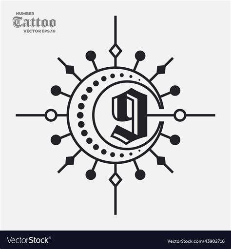 Number 9 tattoo logo Royalty Free Vector Image