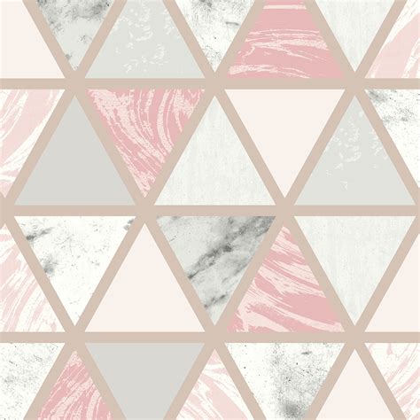 Marble Geo Pink and Grey Wallpaper