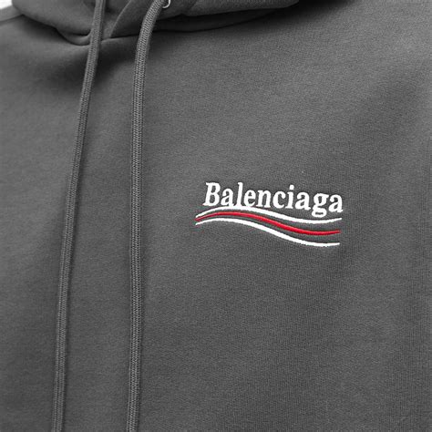 Balenciaga Political Campaign Popover Hoodie Dark Grey & White | END.