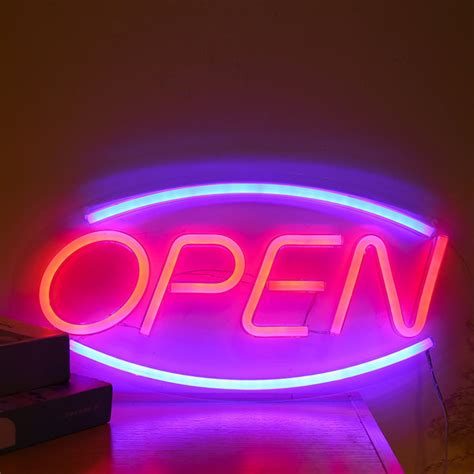 DYstyle Ultra Bright LED Sign Neon Light Business Sign with Acrylic Back Panel For Business Cafe ...