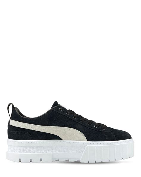 PUMA Mayze Platform Suede Sneakers in Black | Lyst