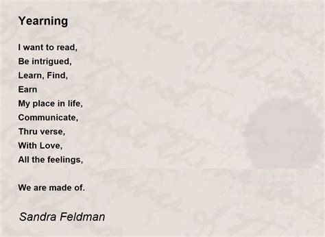 Yearning - Yearning Poem by Sandra Feldman