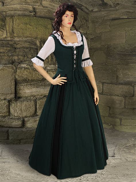 Medieval Costume Gown Country Natural Cotton handmade Maiden Gown Renaissance Clothing Multiple ...