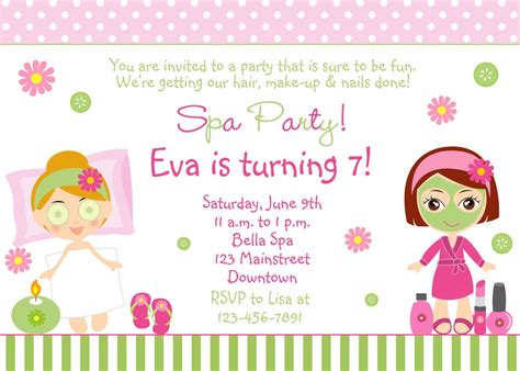 Little Girl Birthday Party Invitations | Invitaciones de fiesta de spa ...