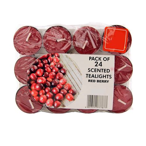 24 SCENTED TEALIGHTS - RED BERRY | Poundstretcher