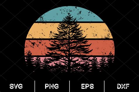 Sunset Pine Tree Vintage, Svg Graphic by AnuchaSVG · Creative Fabrica