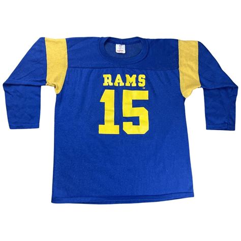 Vintage 60s NFL Rams Jersey Shirt 3/4 Sleeves... - Depop