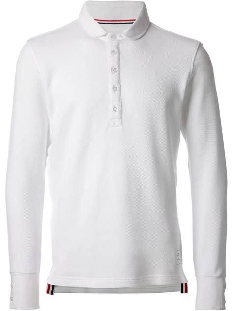 Lyst - Thom Browne Long Sleeve Polo Shirt in White for Men