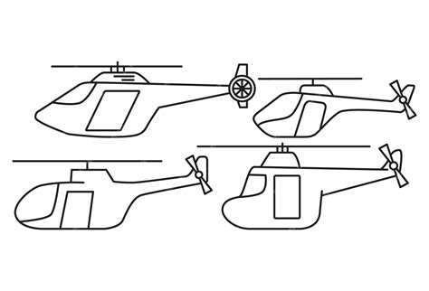 Premium Vector | Helicopter outline chopper air transport