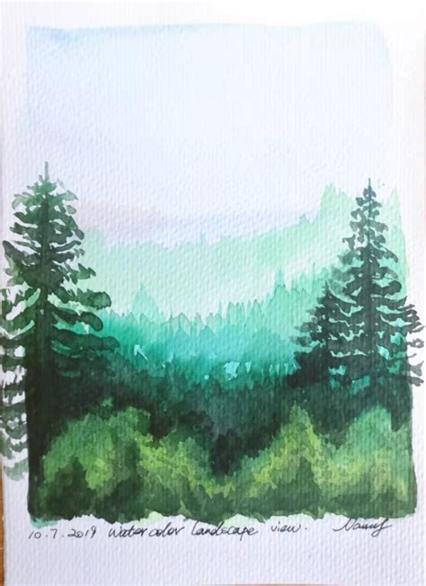 How to paint forest landscape with watercolor-daily painting 62/365 ...