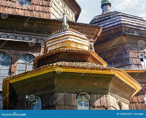 Ancient Wooden St. George`s Church, Facade Fragment. Drohobych, Ukraine ...