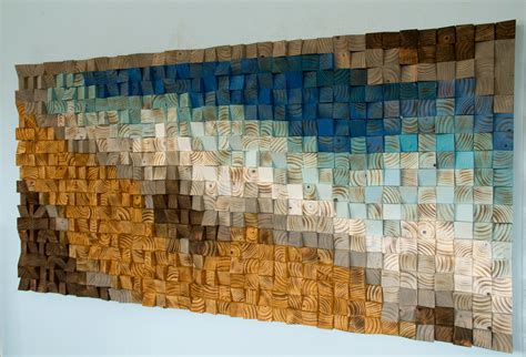 Reclaimed Wood wall Art, wood mosaic, geometric art, wood wall art – "Fighting River" – Art Glamour