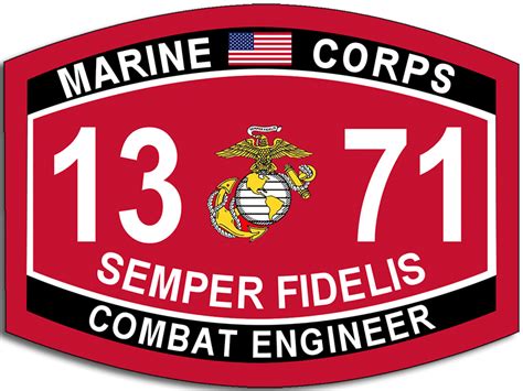 3x5 inch Marine Corps 1371 Combat Engineer Sticker (Corps Decal Logo ...