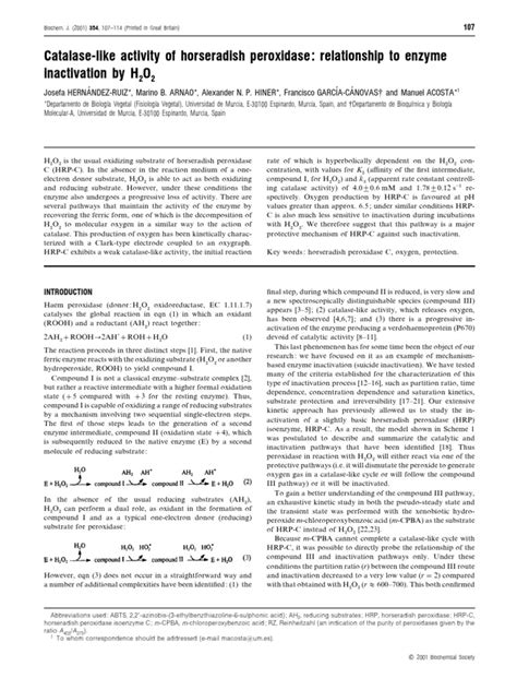 Horseradish Peroxidase Study | Enzyme Kinetics | Chemical Reactions