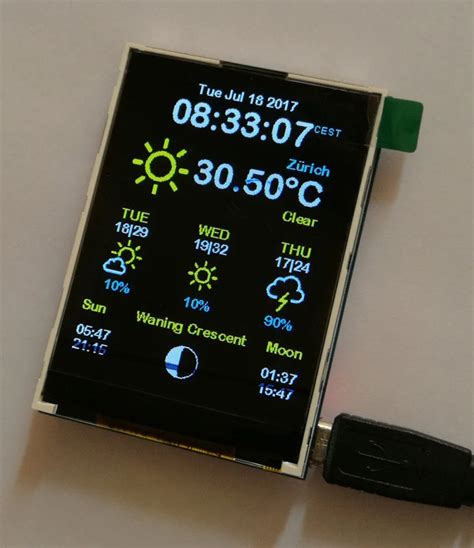 Esp8266 weather station color 240x320 display OpenWeatherMap wifi open source github AZSMZ TFT ...