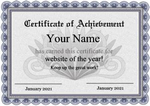 Free Templates For Certificates Of Achievement