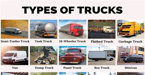 Types of Trucks: 20 Different Types of Trucks You May Not Know - Love English