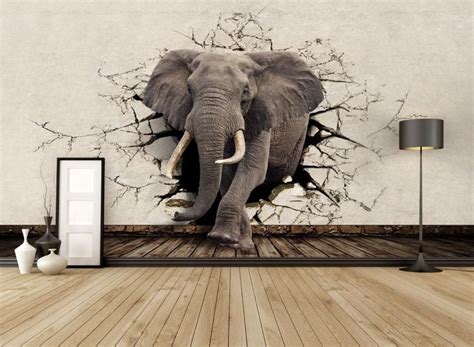 Custom 3D Elephant Wall Mural Personalized Giant Photo Wallpaper ...