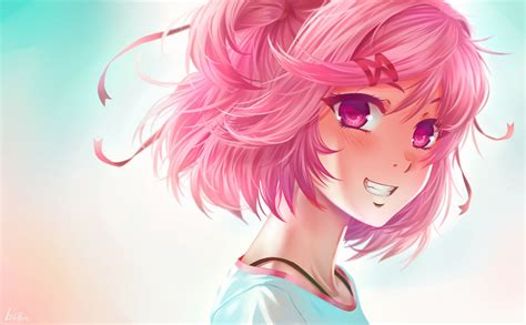 Download Smile Pink Hair Pink Eyes Natsuki (Doki Doki Literature Club!) Video Game Doki Doki ...