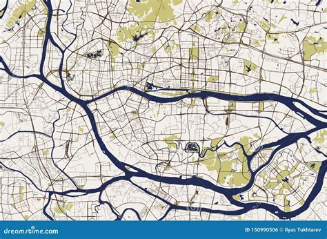 Map of the City of Guangzhou, China Stock Illustration - Illustration of 2021, kwangchow: 150990506