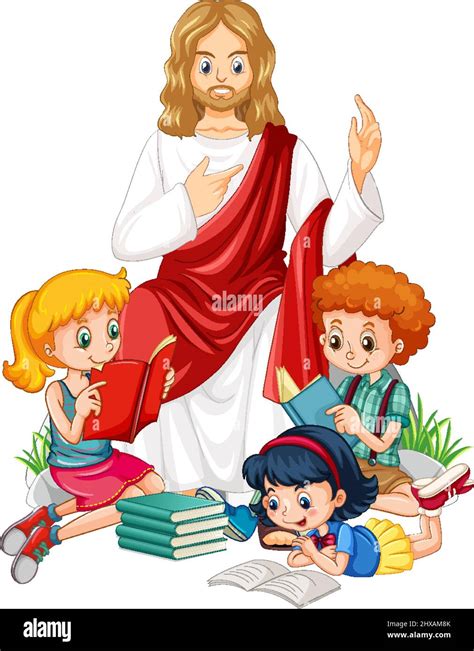 Jesus and children on white background illustration Stock Vector Image ...