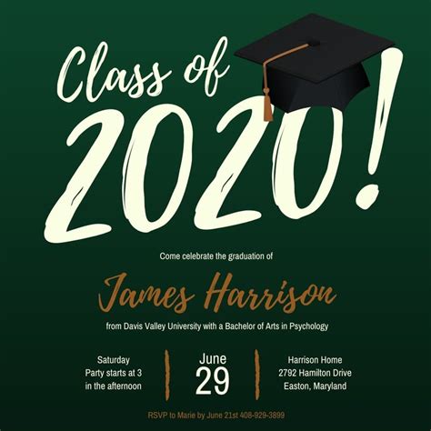 Green Typographic Graduation Party Invitation - Templates by Canva