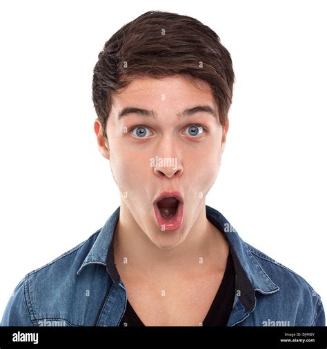 Young man with open mouth and large eyes Stock Photo - Alamy