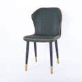 Dark Green Modern PU Leather Wingback Dining Chair Set of 2 Carbon Steel Leg-Homary