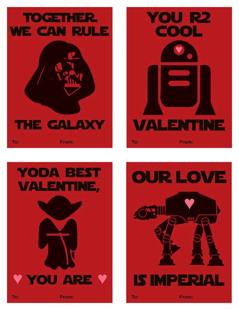 Free Printable Star Wars Valentines – Valentine's Day 2016 - Star Wars Printable Cards Free ...