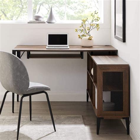 Urban Industrial L Shaped with Storage Cubbies Writing Desk in 2021 ...