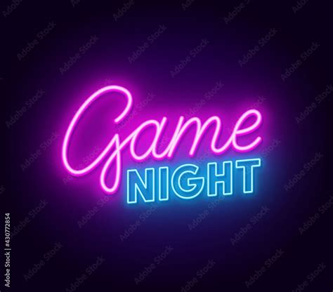 Game night neon sign on dark background. Stock Vector | Adobe Stock