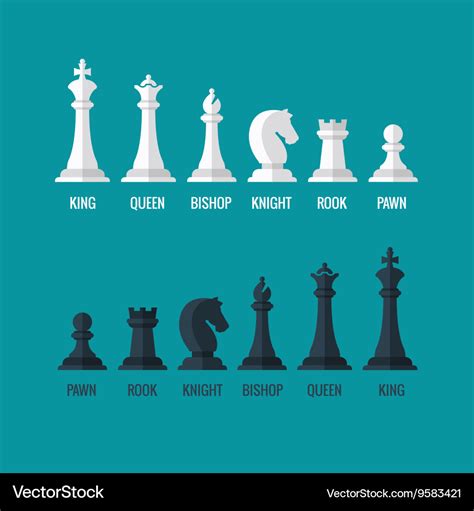 Chess pieces king queen bishop knight rook pawn Vector Image