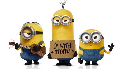 Download 1080p Hd Minions I'm With Stupid Wallpaper | Wallpapers.com