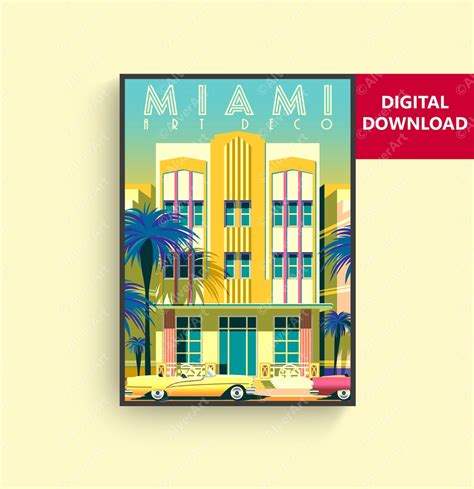 Miami Poster, Miami Print, Art Deco Poster, Florida Wall Art, Digital ...