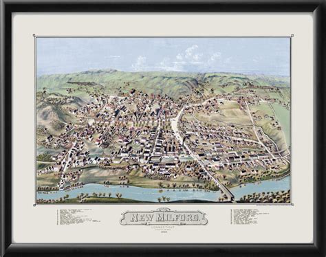 New Milford CT 1882 (Color) - Vintage City Maps