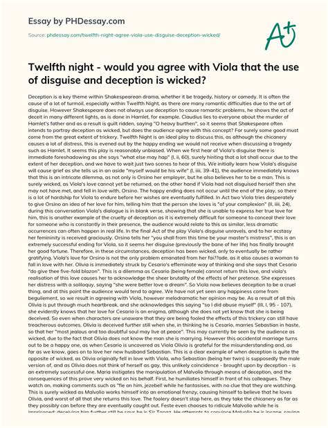 Twelfth Night - Would You Agree With Viola That The Use Of Disguise And ...