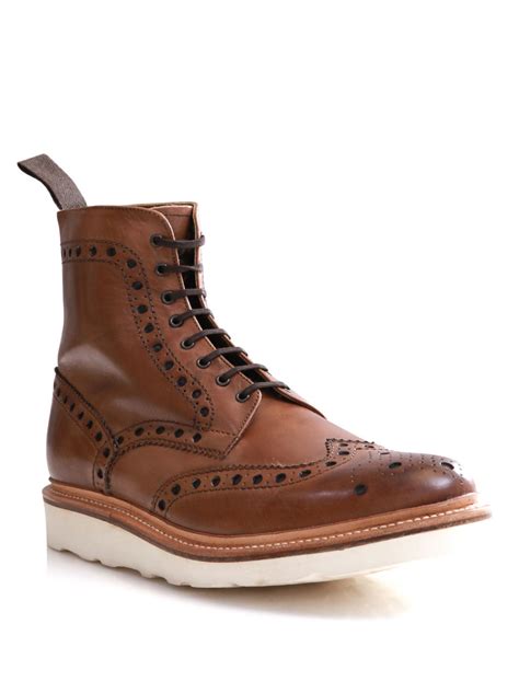 Grenson Fred Brogue Boots in Brown for Men | Lyst