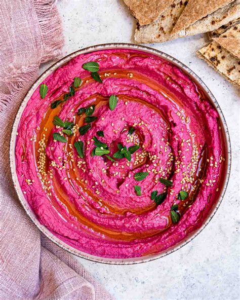 Easy Roasted Beetroot Hummus - Six Hungry Feet