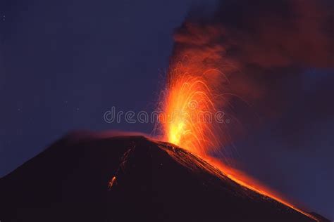 Tungurahua Volcano Powerful Night Eruption Stock Photo - Image of ...